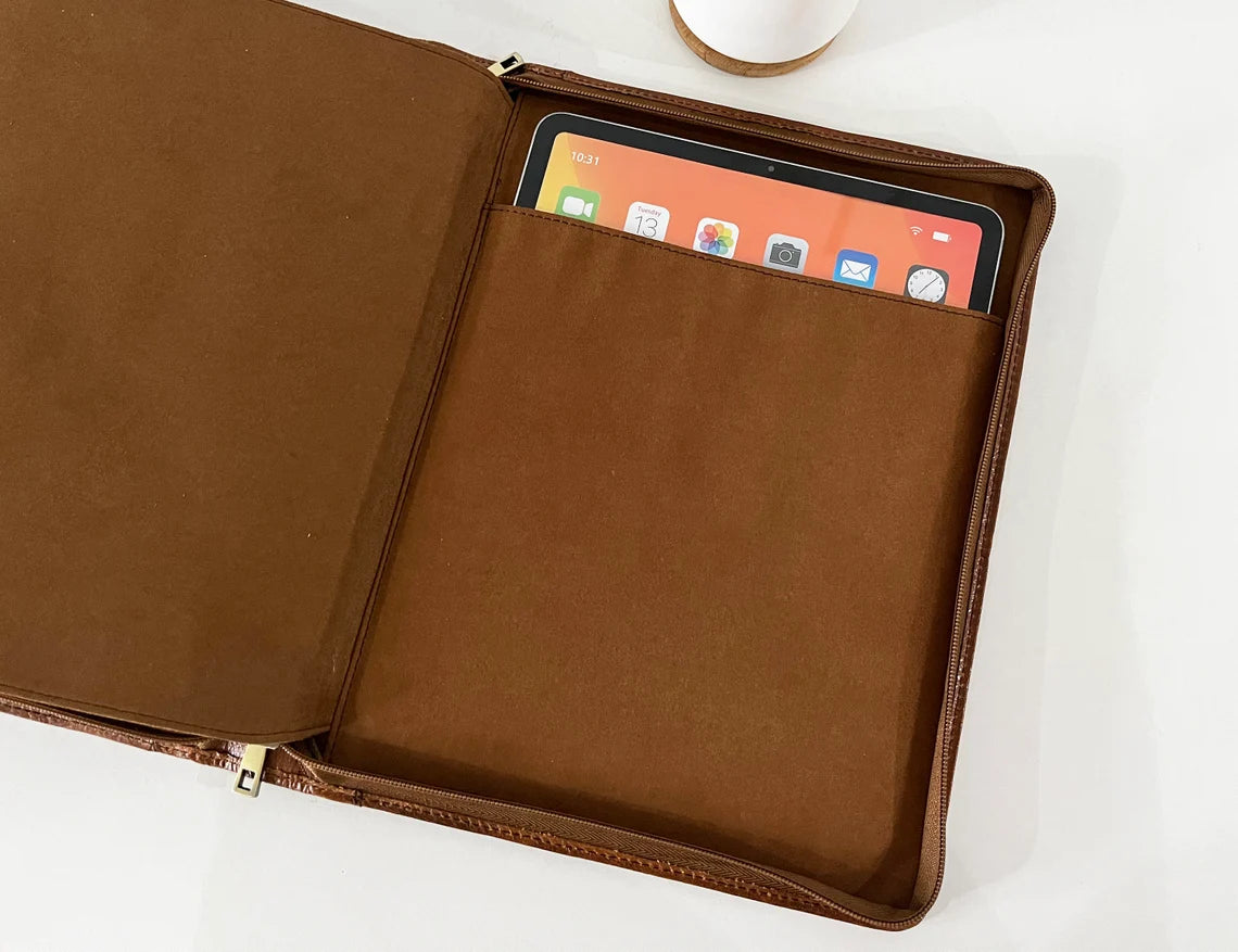 Personalized Leather Portfolio for Men, Custom Name&Logo Leather Padfolio, Business Portfolio with Tablet Holder, Gift for Graduation/Friend Cambodia