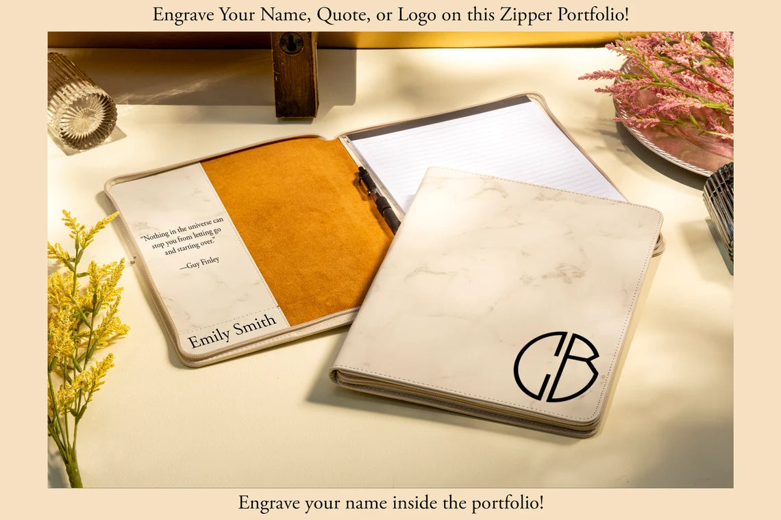 Personalized Refillable Portfolio, Custom Portfolio With Zipper, Custom Leather Portfolio, Personalized Padfolio, Business Gift, Phd Gift Cambodia