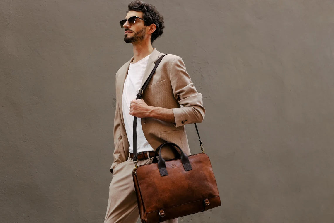Large Messenger Bag for Men, Leather Briefcase, Genuine Leather Bag, 15 inch Laptop Bag, Shoulder Bag, Men's Satchel, Corporate Gift Cambodia