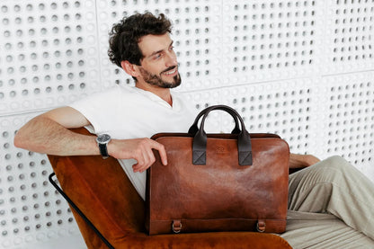 Large Messenger Bag for Men, Leather Briefcase, Genuine Leather Bag, 15 inch Laptop Bag, Shoulder Bag, Men's Satchel, Corporate Gift Cambodia