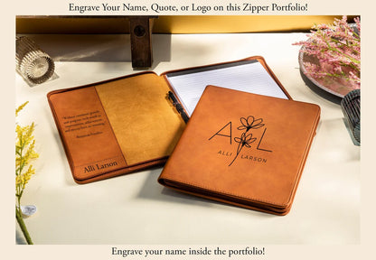 Personalized Refillable Portfolio, Custom Portfolio With Zipper, Custom Leather Portfolio, Personalized Padfolio, Business Gift, Phd Gift Cambodia