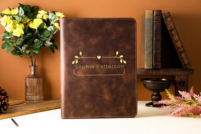 Personalized Refillable Portfolio, Custom Portfolio With Zipper, Custom Leather Portfolio, Personalized Padfolio, Business Gift, Phd Gift Cambodia