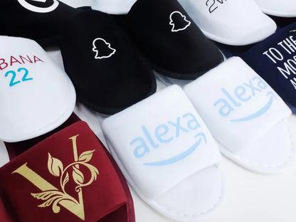 Personalized hotel slippers with your custom small business logo (corporate gifts), branded slippers for employee gifts, open houses, Cambodia