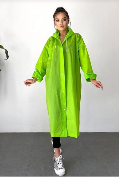 Multiple Color Unisex Long Raincoat  Men's Raincoat Windbreaker With Snap Buttons Women's Rain Coat One Size Fits All