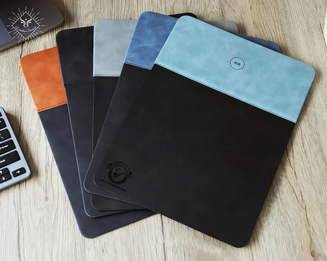 Leather Mouse Pad - Custom Mouse Pads, Personalized Phone Charger, Custom Leather Charging Mat , Gift For Dad, Mouse Pad for Men, Boss Gift Cambodia