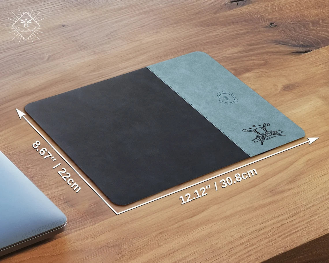 Leather Mouse Pad - Custom Mouse Pads, Personalized Phone Charger, Custom Leather Charging Mat , Gift For Dad, Mouse Pad for Men, Boss Gift Cambodia