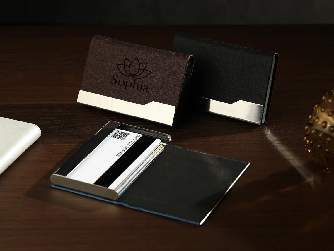 Personalized Business Card Case, Leather Business Card Holder, Engraved Leather with Name, Corporate Gift, Businessman Gift, Office Gift Cambodia
