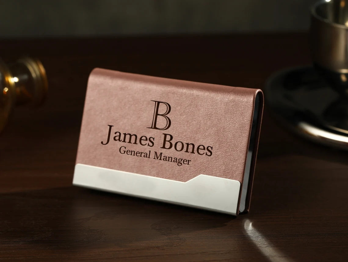 Personalized Business Card Case, Leather Business Card Holder, Engraved Leather with Name, Corporate Gift, Businessman Gift, Office Gift Cambodia