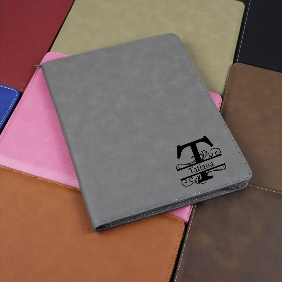 Personalized Refillable Portfolio, Custom Portfolio With Zipper, Custom Leather Portfolio, Personalized Padfolio, Business Gift, Phd Gift Cambodia