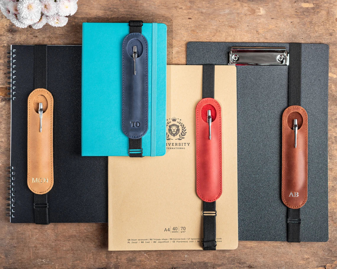 Personalized Leather Pen Holder, Adjustable Band Pen Sleeve Holder for Notebook,Pen Case for Journal, Pencil Sleeve Pouch, Pen Carrying Case Cambodia
