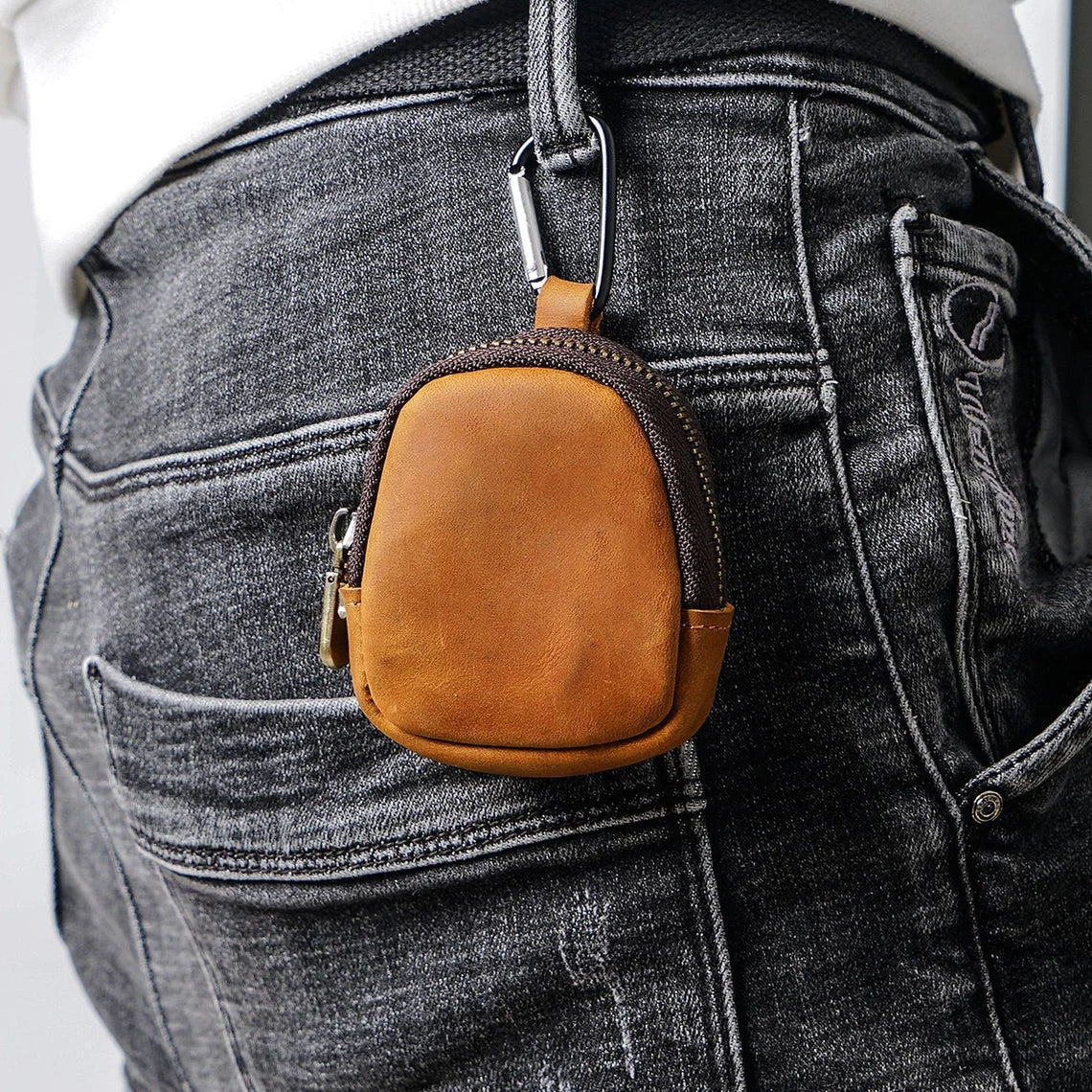 Personalized Small Leather Pouch for Women, Small Earphone Case, Leather Coin Pouch with Zipper, Mini Waist Bag Fanny Pack for Men Cambodia