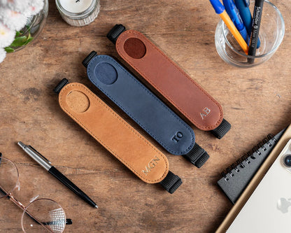 Personalized Leather Pen Holder, Adjustable Band Pen Sleeve Holder for Notebook,Pen Case for Journal, Pencil Sleeve Pouch, Pen Carrying Case Cambodia
