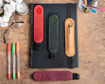 Personalized Leather Pen Holder, Adjustable Band Pen Sleeve Holder for Notebook,Pen Case for Journal, Pencil Sleeve Pouch, Pen Carrying Case Cambodia