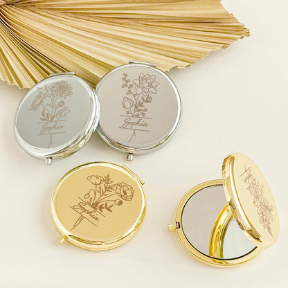 Personalized Compact Mirror, Custom Name Gift, Bridesmaid Gifts,wedding gift, Bridal Shower Gifts, Wedding Gifts, Engraved Pocket Mirror for Mother Cambodia
