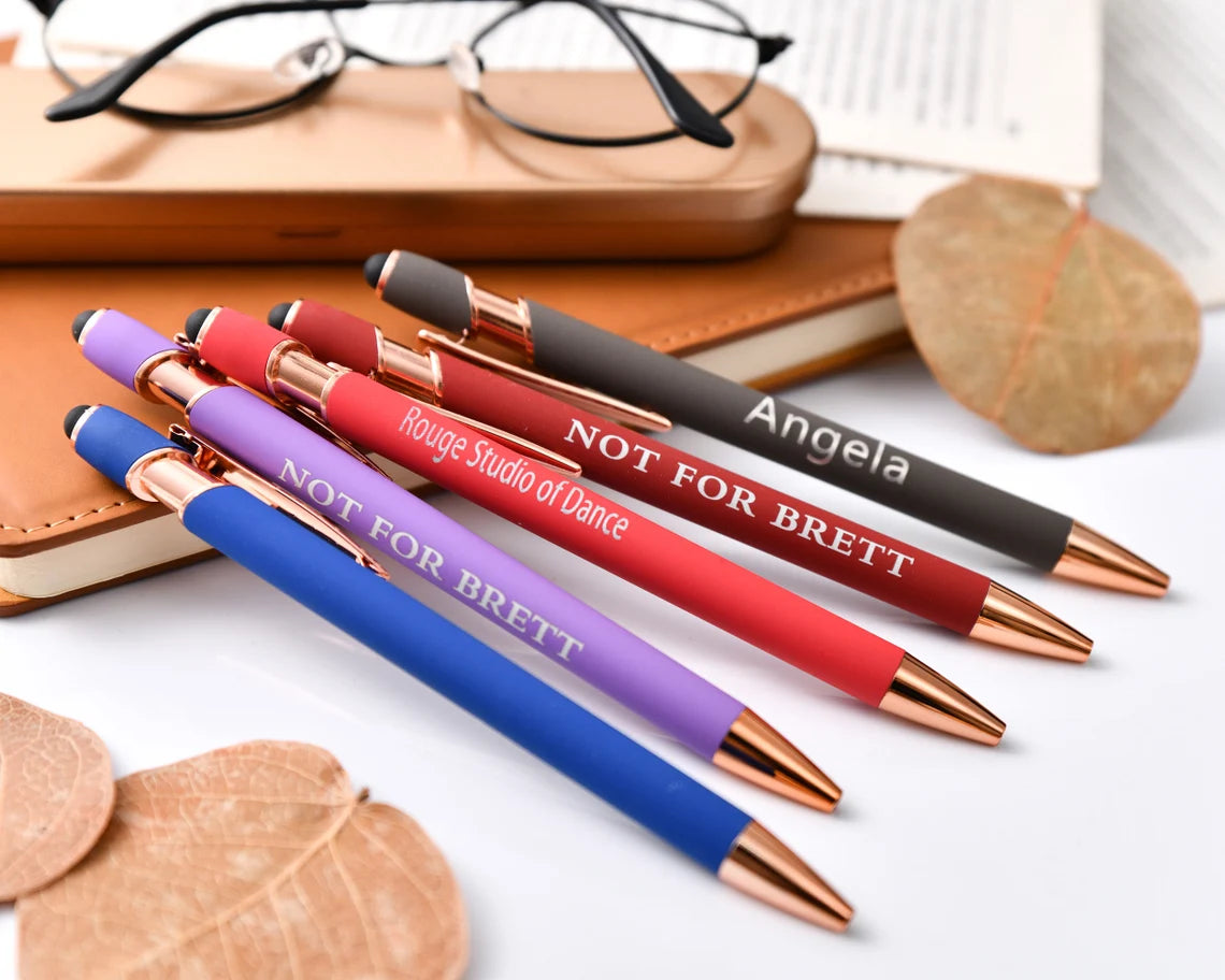 Engraved Rose Gold Pen Set, Personalized Pen Gift for Women, Customized Luxury Ballpoint Pens with Soft-Touch Finish and Gift Box Cambodia