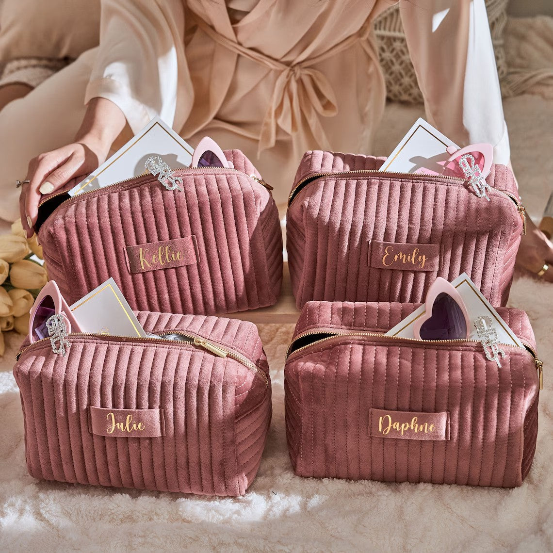 Custom Makeup Bag, Bridal Shower Gift, Personalised Bridesmaid Gifts, Wedding Gift, Travel Toiletry Bag, Cosmetic Bag, Birthday Gift for Her Cambodia