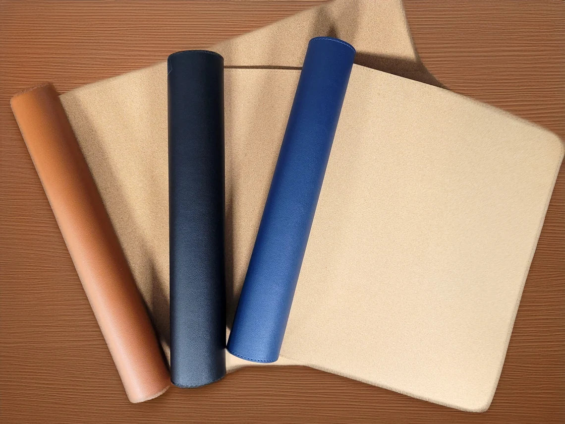 Personalised Vegan Leather Desk Mat with Cork Anti Slip Backing / Water Resistant Computer Pad / Office Desk Mat / Corporate Gift