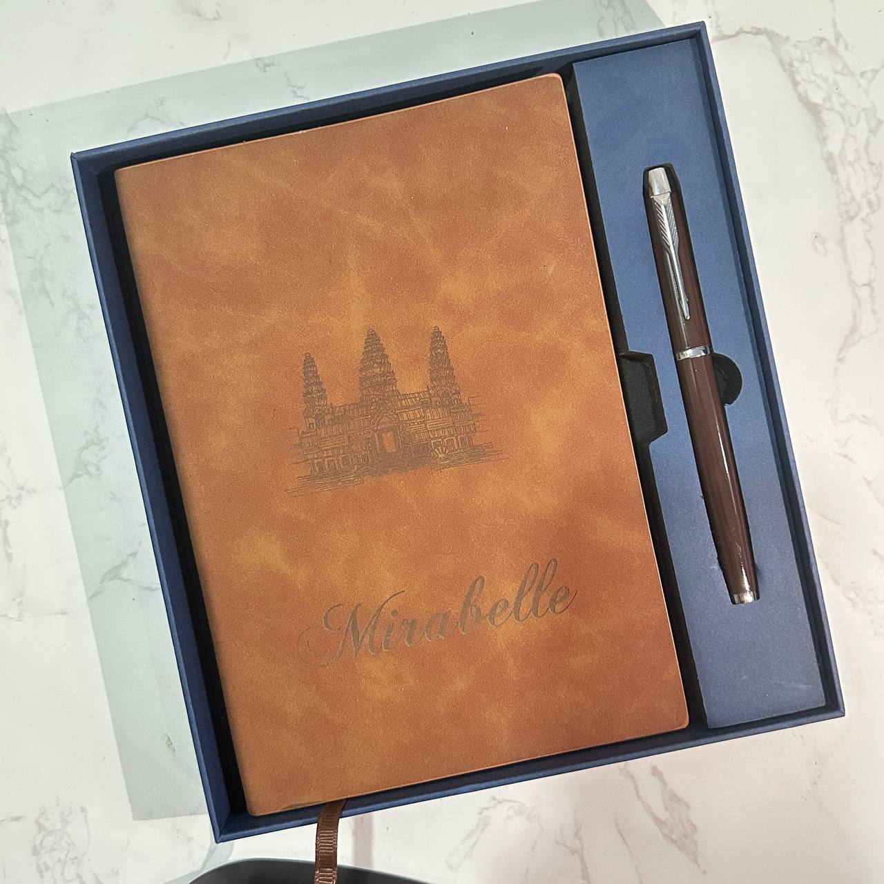 Custom logo/name/sticker notebook and pen set Cambodia