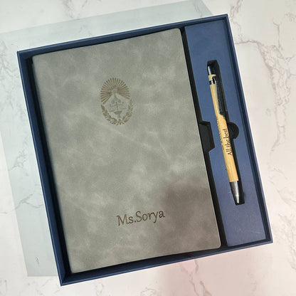 Custom logo/name/sticker notebook and pen set Cambodia