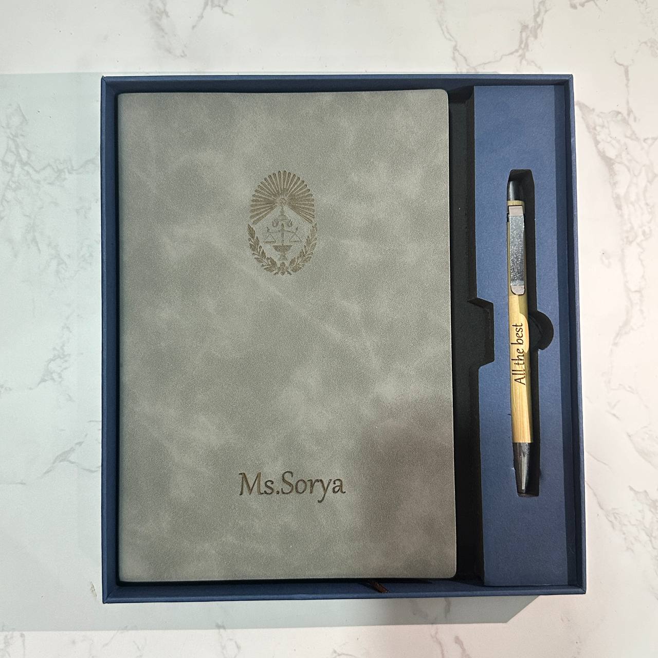 Custom logo/name/sticker notebook and pen set Cambodia